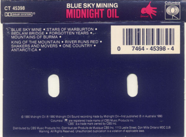 Midnight Oil - Blue Sky Mining [Cassette] | Columbia (CT 45398) - 2