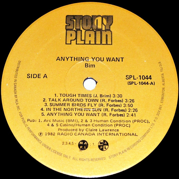 Bim - Anything You Want [Vinyl] | Stony Plain Records (SPL 1044) - 3