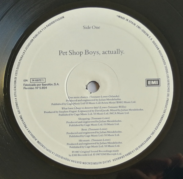 Pet Shop Boys - Actually | EMI (074 74 6972 1) - 3 Pet Shop Boys - Actually | EMI (074 74 6972 1) - 3