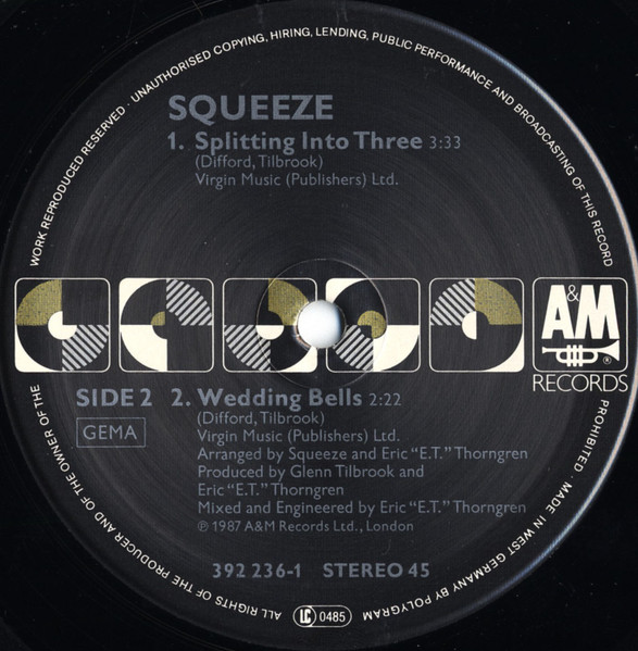 Squeeze - Hourglass | A&M Records (392 236-1) - 4