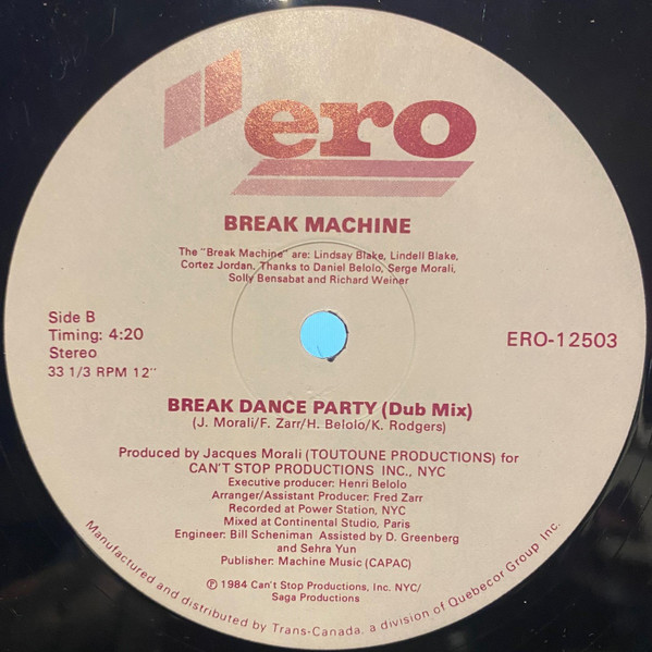 Break Machine - Break Dance Party (12") [Vinyl] | Ero Records (ERO-12503) - 3