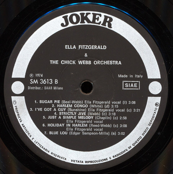 Ella Fitzgerald & Chick Webb And His Orchestra - Ella Fitzgerald & The Chick Webb Orchestra | Joker (SM 3613) - 4 Ella Fitzgerald & Chick Webb And His Orchestra - Ella Fitzgerald & The Chick Webb Orchestra | Joker (SM 3613) - 4