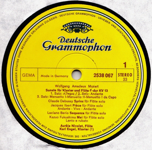 Wolfgang Amadeus Mozart , Claude Debussy , Jacques Ibert , Luciano Berio , Kazuo Fukushima , Johann Sebastian Bach , Franz Schubert - Aurèle Nicolet - Meister Ihres Instruments III: Aurèle Nicolet | Deutsche Grammophon (2538 067) - 3 Wolfgang Amadeus Mozart , Claude Debussy , Jacques Ibert , Luciano Berio , Kazuo Fukushima , Johann Sebastian Bach , Franz Schubert - Aurèle Nicolet - Meister Ihres Instruments III: Aurèle Nicolet | Deutsche Grammophon (2538 067) - 3