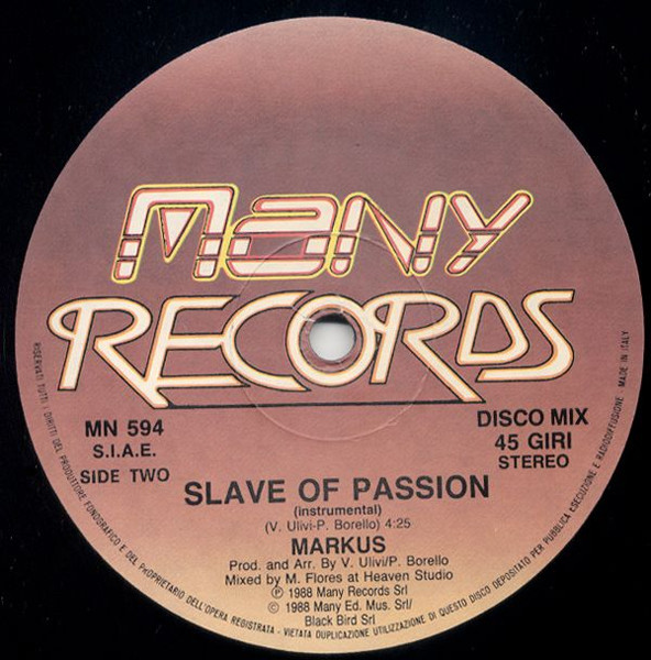 Markus - Slave Of Passion | Many Records (MN 594) - 2