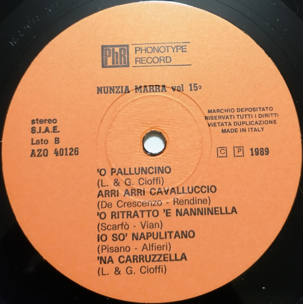 Nunzia Marra - 'Nnammuratella Mia Vol. 15° | Phonotype Record (AZQ 40126) - 4 Nunzia Marra - 'Nnammuratella Mia Vol. 15° | Phonotype Record (AZQ 40126) - 4