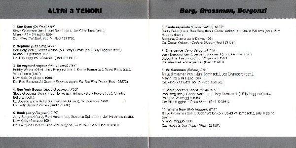 Bob Berg , Steve Grossman , Jerry Bergonzi - Altri 3 Tenori - Berg, Grossman, Bergonzi | Musica Jazz (Red RR 123098) - 3 Bob Berg , Steve Grossman , Jerry Bergonzi - Altri 3 Tenori - Berg, Grossman, Bergonzi | Musica Jazz (Red RR 123098) - 3