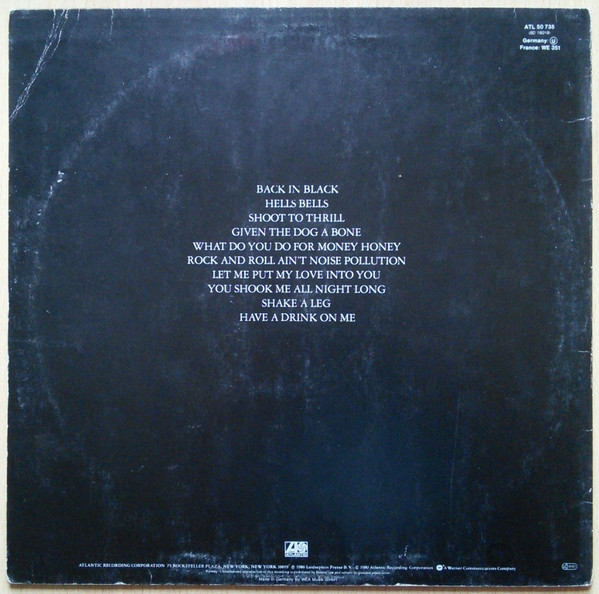 AC/DC - Back In Black | Atlantic (ATL 50 735) - 2