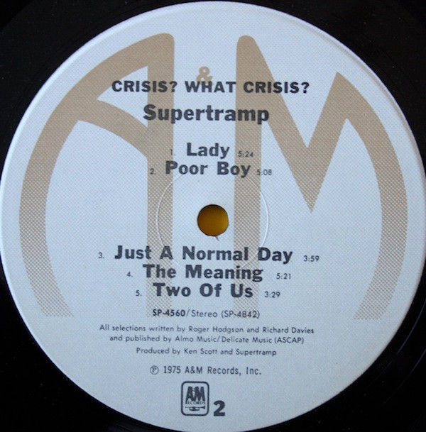 Supertramp - Crisis? What Crisis? | A&M Records (SP-4560) - 3