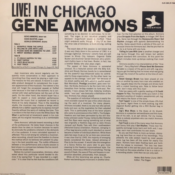 Gene Ammons - Live! In Chicago | Prestige (P-7495) - 2