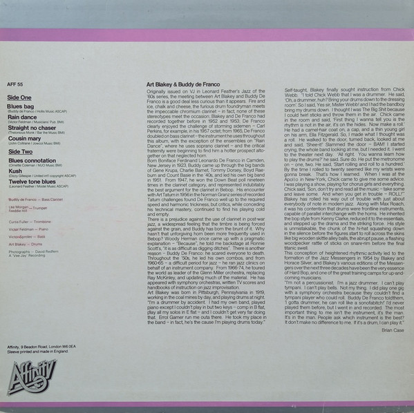 Art Blakey , Buddy DeFranco - Blues Bag | Affinity (AFF 55) - 2 Art Blakey , Buddy DeFranco - Blues Bag | Affinity (AFF 55) - 2