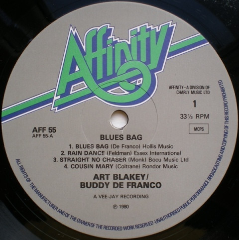 Art Blakey , Buddy DeFranco - Blues Bag | Affinity (AFF 55) - 3 Art Blakey , Buddy DeFranco - Blues Bag | Affinity (AFF 55) - 3