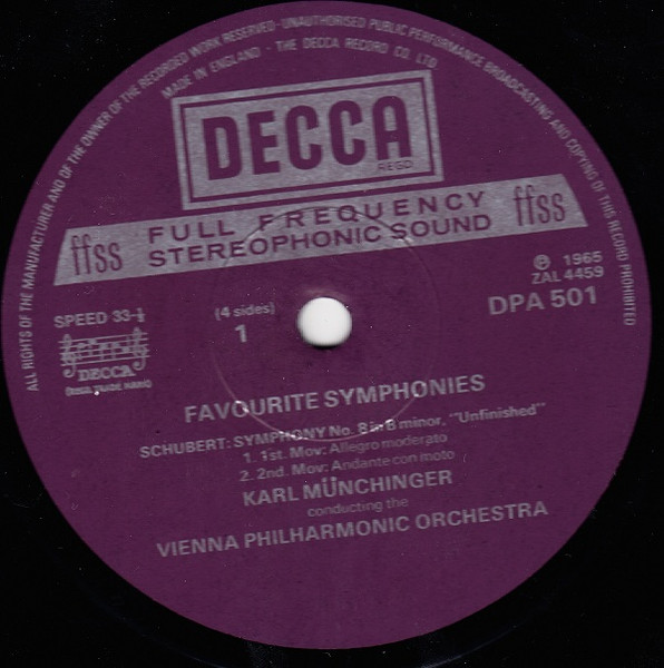 Wiener Philharmoniker , Pierre Monteux , Rafael Kubelik , Karl Münchinger - Favourite Symphonies | Decca (DPA 501/2) - 2
