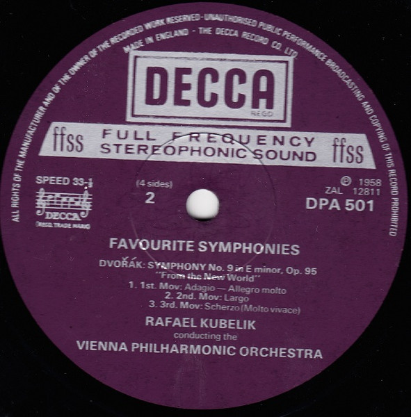 Wiener Philharmoniker , Pierre Monteux , Rafael Kubelik , Karl Münchinger - Favourite Symphonies | Decca (DPA 501/2) - 3
