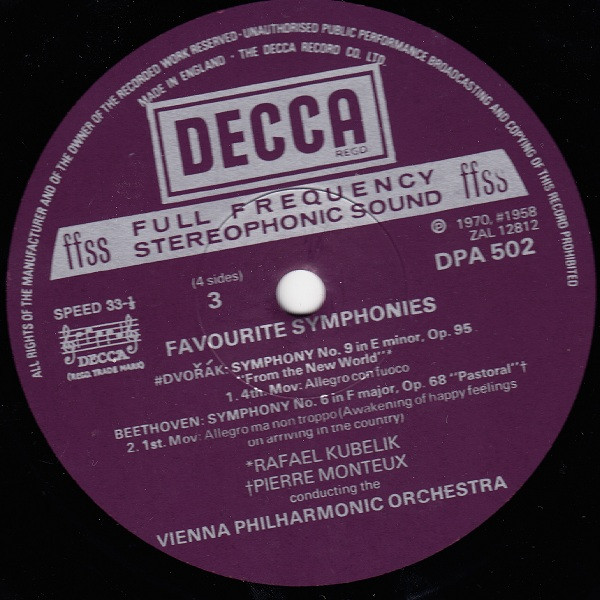 Wiener Philharmoniker , Pierre Monteux , Rafael Kubelik , Karl Münchinger - Favourite Symphonies | Decca (DPA 501/2) - 4