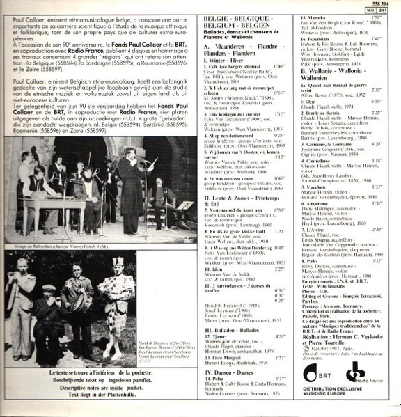 Various - Belgique - Belgie: Ballades, Danses Et Chansons De Flandre Et Wallonie | Ocora (558.594) - 2