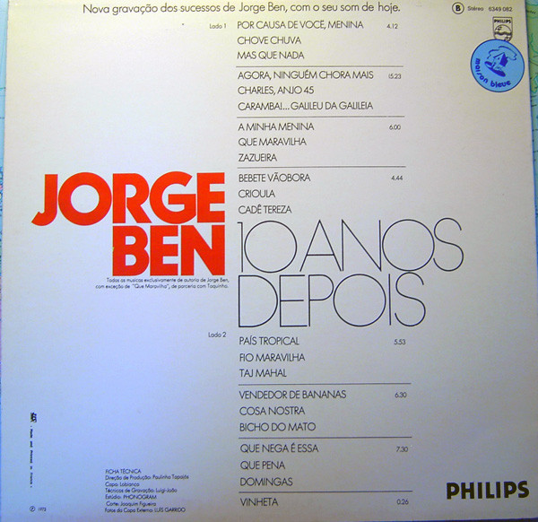Jorge Ben - 10 Anos Depois | Philips (6349 082) - 2 Jorge Ben - 10 Anos Depois | Philips (6349 082) - 2