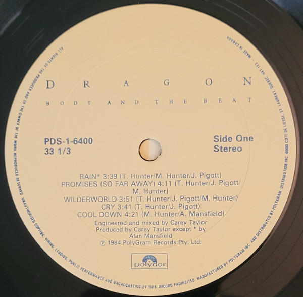 Dragon - Body And The Beat [Vinyl] | Polydor (PDS-1-6400) - 2