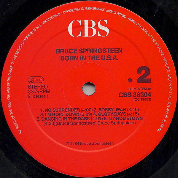 Bruce Springsteen - Born In The U.S.A. | CBS (CBS 86304) - 4 Bruce Springsteen - Born In The U.S.A. | CBS (CBS 86304) - 4