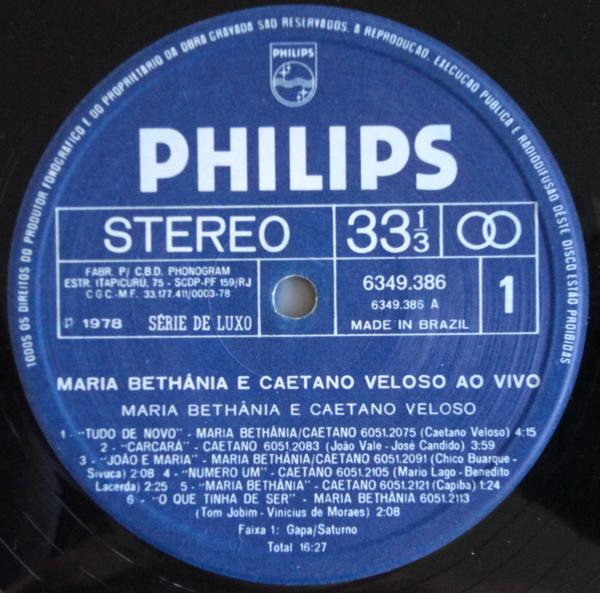 Maria Bethânia E Caetano Veloso - Ao Vivo | Philips (6349 386) - 4
