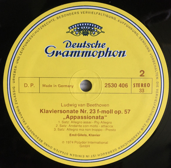 Ludwig van Beethoven – Emil Gilels - Appassionata Op. 57 / Sonate Op. 10 Nr. 2 | Deutsche Grammophon (2530 406) - 4