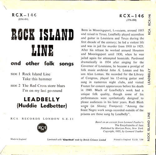 Leadbelly - Rock Island Line And Other Folk Songs | RCA (RCX-146) - 2 Leadbelly - Rock Island Line And Other Folk Songs | RCA (RCX-146) - 2