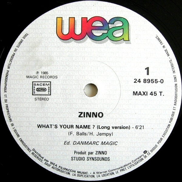 Zinno - What's Your Name? | WEA (248955-0) - 3