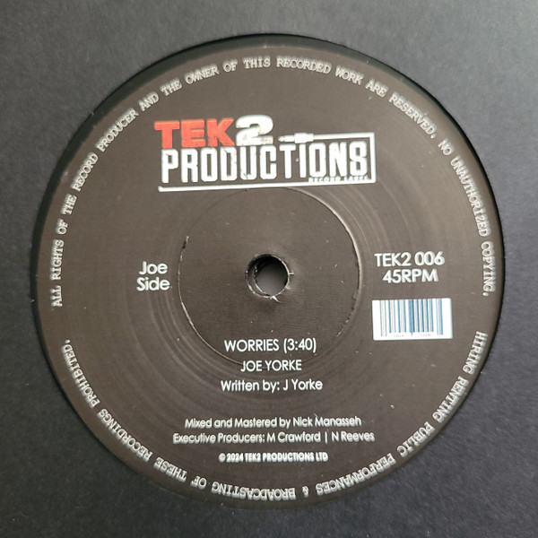 Joe Yorke - Worries | TEK2 Productions (TEK2006) - main