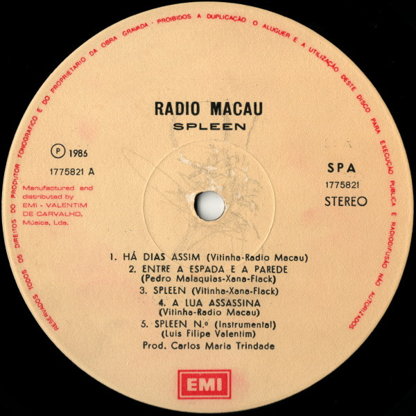 Rádio Macau - Spleen | EMI (1775821) - 3