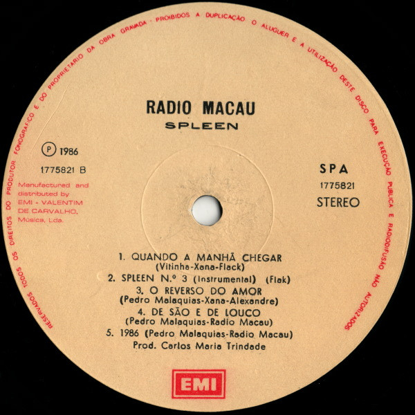 Rádio Macau - Spleen | EMI (1775821) - 4