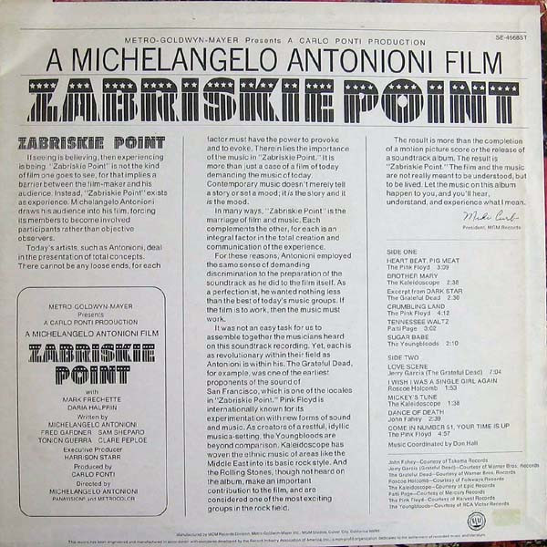 Various - Music From The Motion Picture Sound Track Zabriskie Point | MGM Records (SE-4668ST) - 2 Various - Music From The Motion Picture Sound Track Zabriskie Point | MGM Records (SE-4668ST) - 2