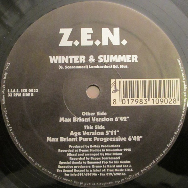 Z.E.N. - Winter & Summer | J.K.R. Records (JKR 0522) - main Z.E.N. - Winter & Summer | J.K.R. Records (JKR 0522) - main
