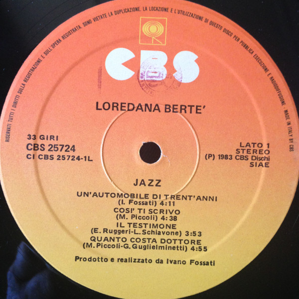 Loredana Bertè - Jazz | CBS (CBS 25724)