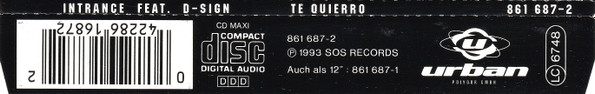Intrance Feat. D-Sign - Te Quierro | Urban (861 687-2) - 2