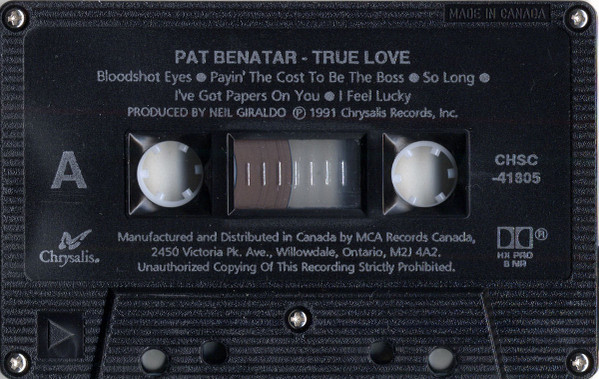 Pat Benatar - True Love [Cassette] | Chrysalis (CHSC 41805) - 3