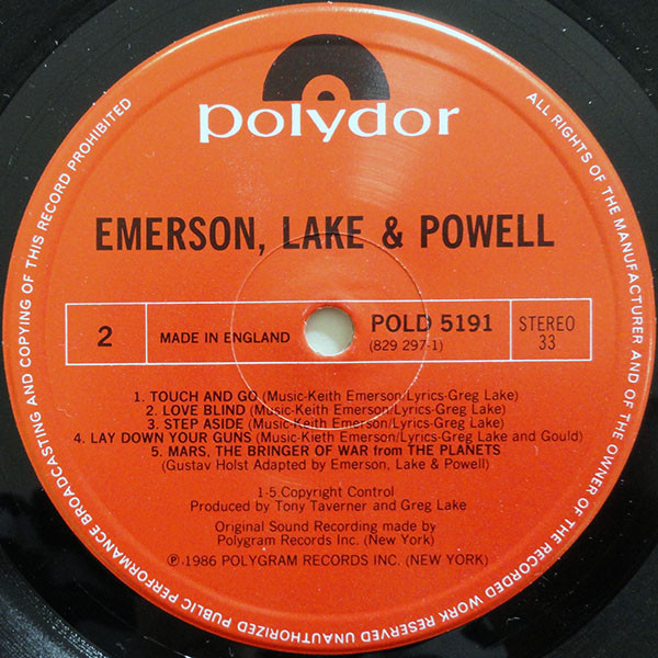 Emerson, Lake & Powell - Emerson, Lake & Powell | Polydor (POLD 5191) - 4 Emerson, Lake & Powell - Emerson, Lake & Powell | Polydor (POLD 5191) - 4