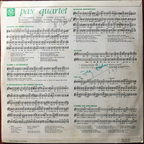 Pax Quartet - Chantez Un Chant Nouveau | Editions Studio S.M. (SM 30-321) - 2