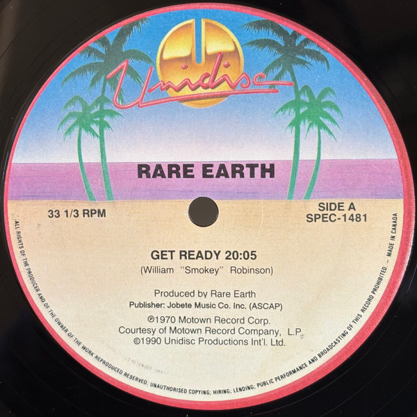 Rare Earth / Jimmy "Bo" Horne - Get Ready / Spank | Unidisc (SPEC-1481) - 2 Rare Earth / Jimmy "Bo" Horne - Get Ready / Spank | Unidisc (SPEC-1481) - 2