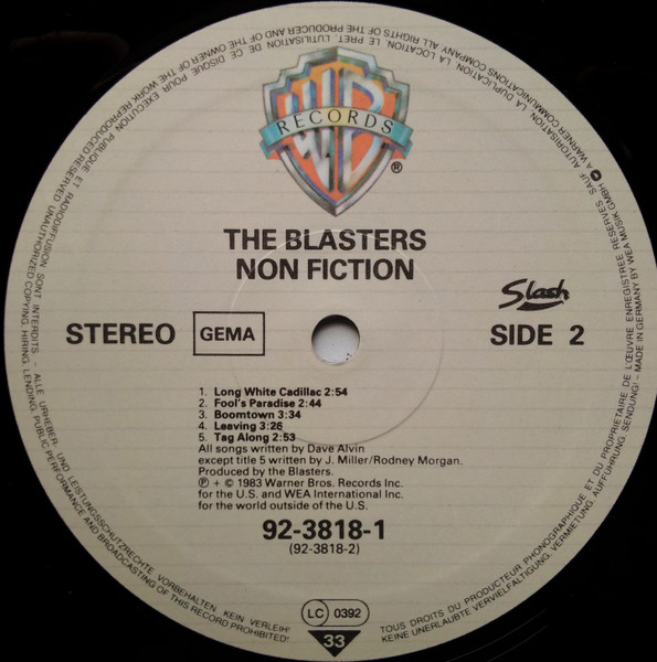 The Blasters - Non Fiction | Warner Bros. Records (92-3818-1) - 4 The Blasters - Non Fiction | Warner Bros. Records (92-3818-1) - 4