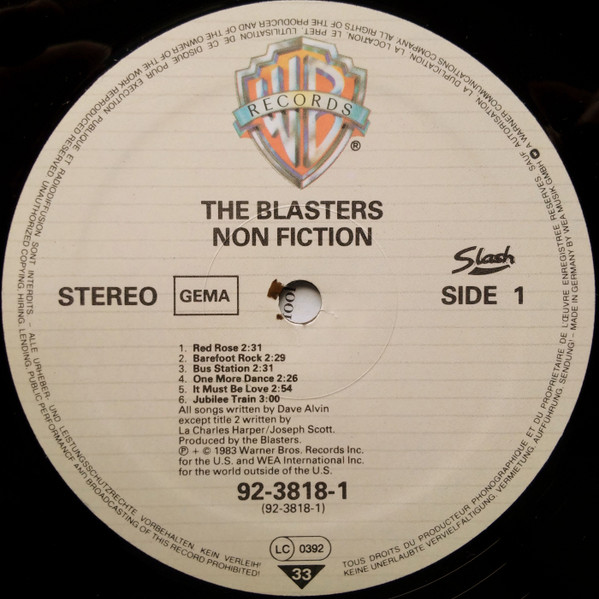 The Blasters - Non Fiction | Warner Bros. Records (92-3818-1) - 3 The Blasters - Non Fiction | Warner Bros. Records (92-3818-1) - 3