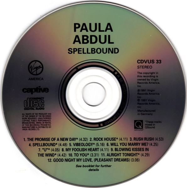 Paula Abdul - Spellbound | Virgin America (CDVUS 33) - 3