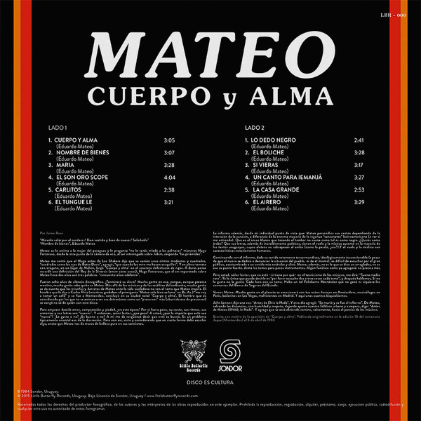 Eduardo Mateo - Cuerpo Y Alma | Little Butterfly Records (LBR-006) - 2
