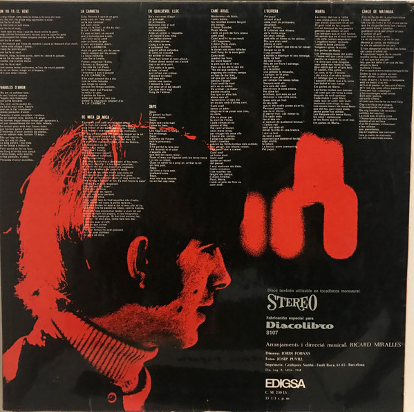 Joan Manuel Serrat - Com Ho Fa El Vent | Edigsa (C.M.230LS) - 2