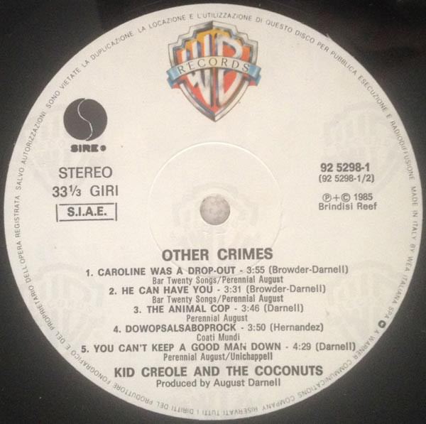 Kid Creole And The Coconuts - In Praise Of Older Women And Other Crimes | Warner Bros. Records (92 5298-1) - 4 Kid Creole And The Coconuts - In Praise Of Older Women And Other Crimes | Warner Bros. Records (92 5298-1) - 4