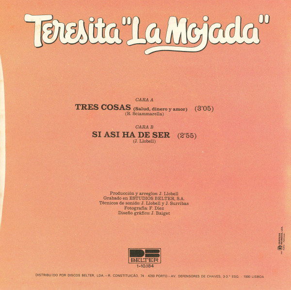 Teresita "La Mojada" - Tres Cosas (Salud, Dinero, Y Amor) | DB Belter (1-10.184) - 2 Teresita "La Mojada" - Tres Cosas (Salud, Dinero, Y Amor) | DB Belter (1-10.184) - 2