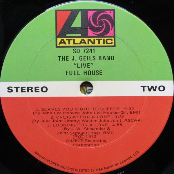 The J. Geils Band - "Live" Full House | Atlantic (SD 7241) - 4