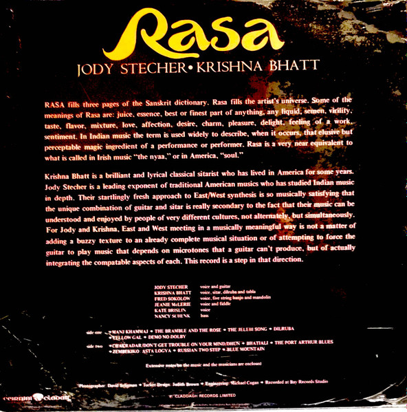 Jody Stecher & Krishna Bhatt - Rasa | Claddagh Records (CCF2) - 2 Jody Stecher & Krishna Bhatt - Rasa | Claddagh Records (CCF2) - 2