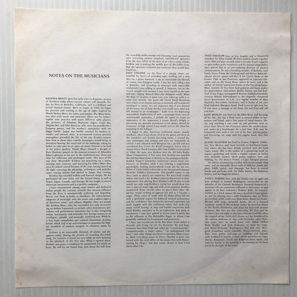 Jody Stecher & Krishna Bhatt - Rasa | Claddagh Records (CCF2) - 4 Jody Stecher & Krishna Bhatt - Rasa | Claddagh Records (CCF2) - 4