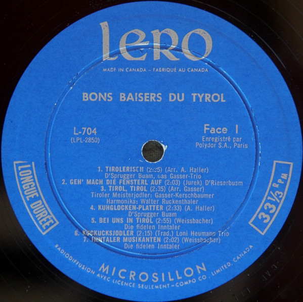 Various - Bons Baisers Du Tyrol | Lero (L-704) - 3 Various - Bons Baisers Du Tyrol | Lero (L-704) - 3