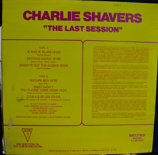 Charlie Shavers - The Last Session | Belter (LJ(B) 003) - main