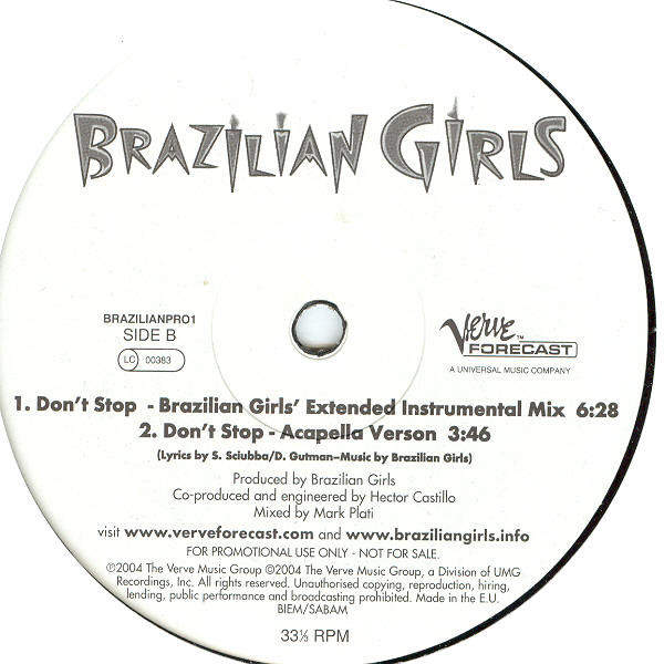 Brazilian Girls - Don't Stop | Verve Forecast (BRAZILIANPRO1) - 3 Brazilian Girls - Don't Stop | Verve Forecast (BRAZILIANPRO1) - 3